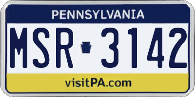 PA license plate MSR3142