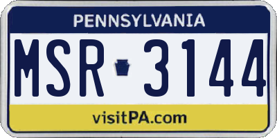 PA license plate MSR3144