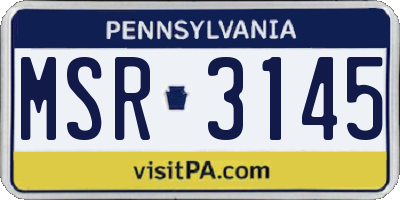 PA license plate MSR3145