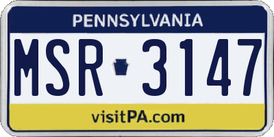 PA license plate MSR3147