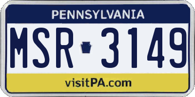 PA license plate MSR3149
