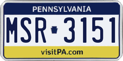 PA license plate MSR3151