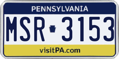 PA license plate MSR3153