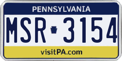 PA license plate MSR3154
