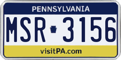 PA license plate MSR3156