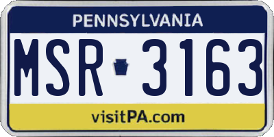PA license plate MSR3163