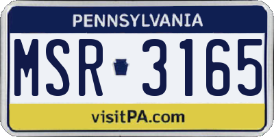 PA license plate MSR3165