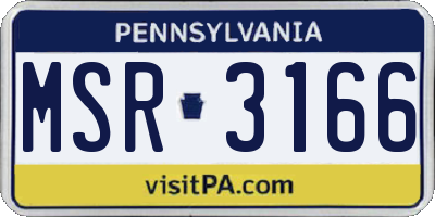 PA license plate MSR3166