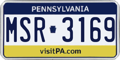 PA license plate MSR3169