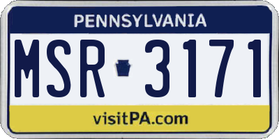 PA license plate MSR3171