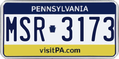 PA license plate MSR3173
