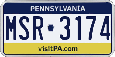PA license plate MSR3174