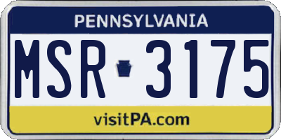 PA license plate MSR3175