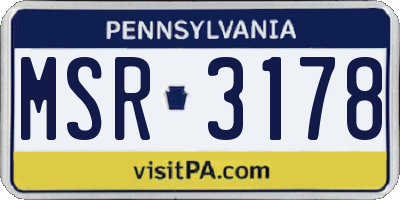 PA license plate MSR3178