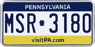 PA license plate MSR3180