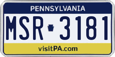 PA license plate MSR3181