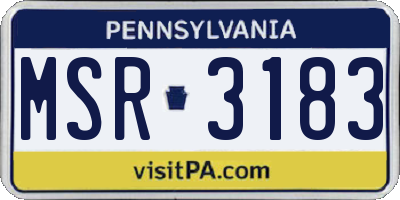 PA license plate MSR3183