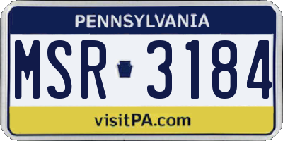 PA license plate MSR3184