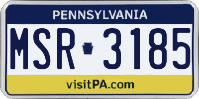 PA license plate MSR3185