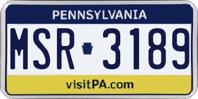 PA license plate MSR3189