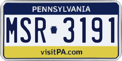 PA license plate MSR3191