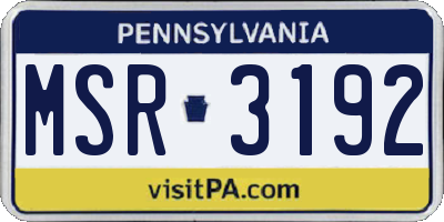PA license plate MSR3192