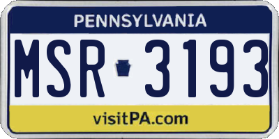 PA license plate MSR3193