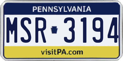 PA license plate MSR3194