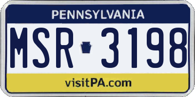 PA license plate MSR3198