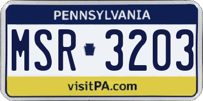 PA license plate MSR3203