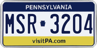 PA license plate MSR3204