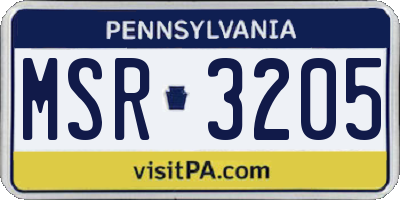PA license plate MSR3205