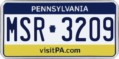 PA license plate MSR3209