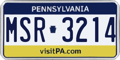 PA license plate MSR3214