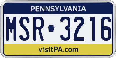 PA license plate MSR3216