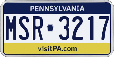 PA license plate MSR3217