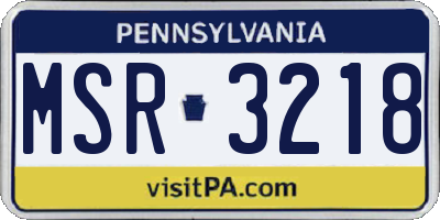 PA license plate MSR3218