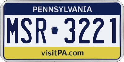 PA license plate MSR3221