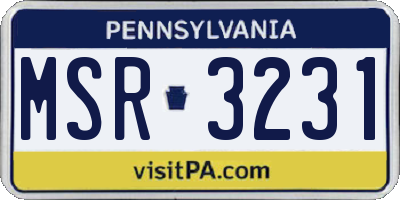 PA license plate MSR3231