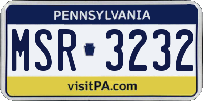 PA license plate MSR3232