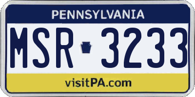 PA license plate MSR3233