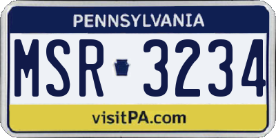 PA license plate MSR3234