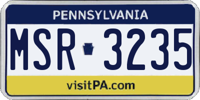 PA license plate MSR3235