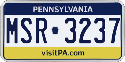 PA license plate MSR3237