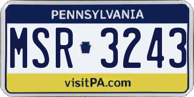 PA license plate MSR3243