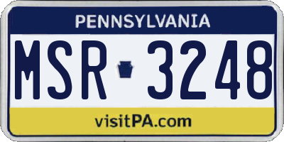 PA license plate MSR3248