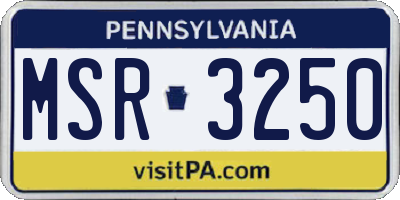 PA license plate MSR3250