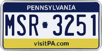 PA license plate MSR3251