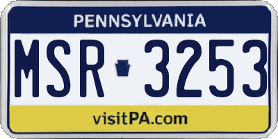 PA license plate MSR3253