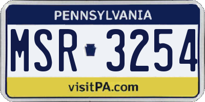 PA license plate MSR3254